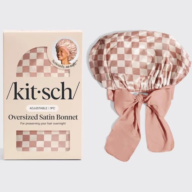 Kitsch Oversized Checker Satin Bonnet