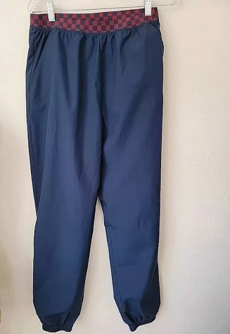 Vans Jogger Pants Track Mens Medium Blue Checkered Elastic Waistband