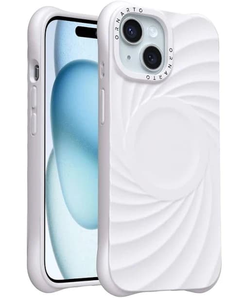 Ornarto - Vortuxe for Liquid Silicone iPhone 15 Case 6.1", Drop Protection, Compatible with MagSafe - White