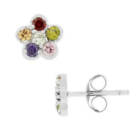 My Daily Styles 925 Sterling Silver CZ Flowers Stud Earrings