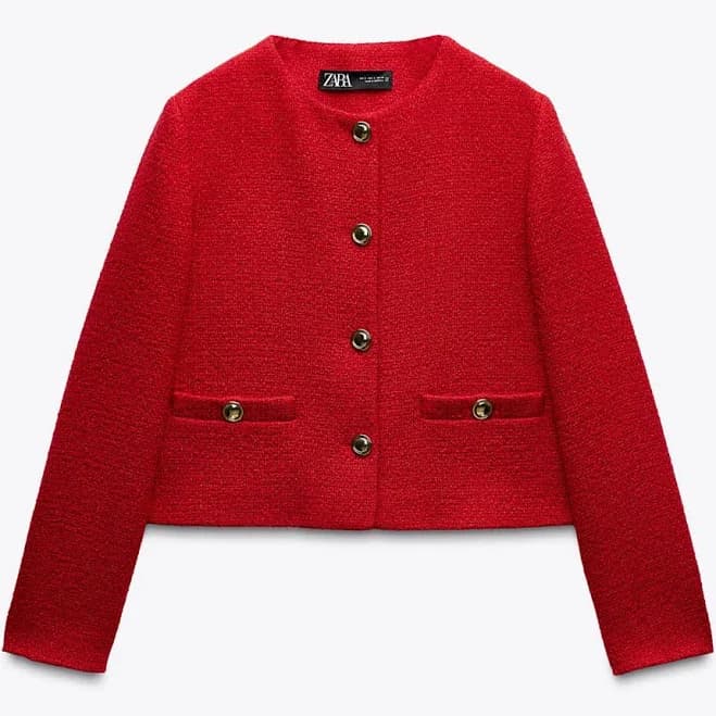 Zara Women's Golden Button Structured Blazer