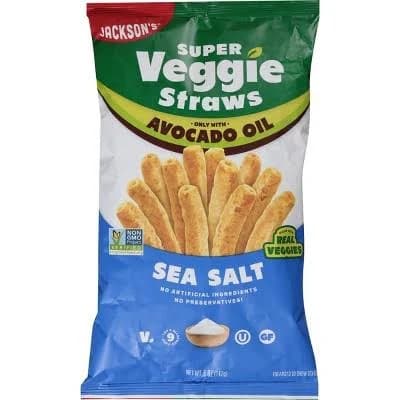 Jackson's Super Veggie Straws, Sea Salt with Avocado Oil - Case of 12 - 5 oz