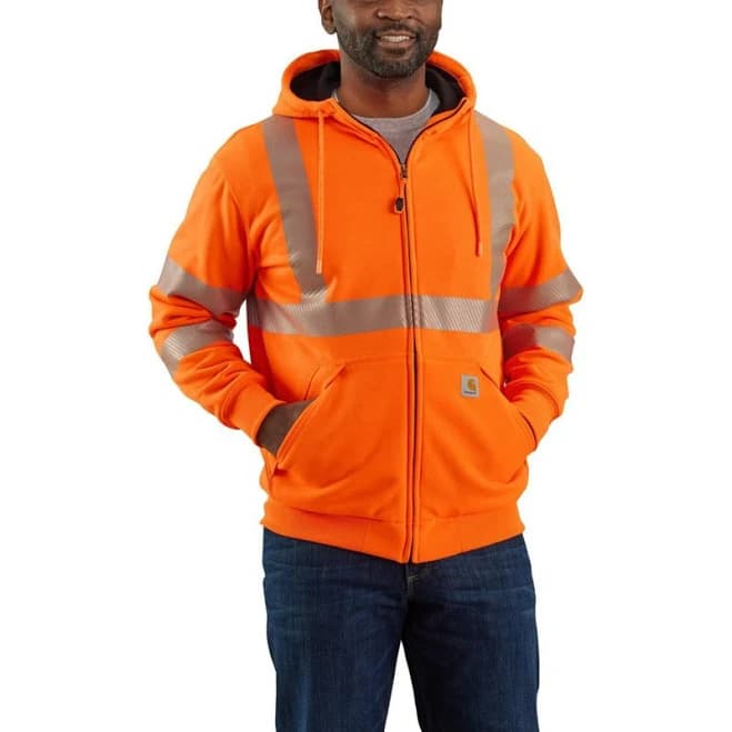 Carhartt Men's High-Visibility Loose Fit Midweight Thermal-Lined Full-Zip Class 3 Sweatshirt