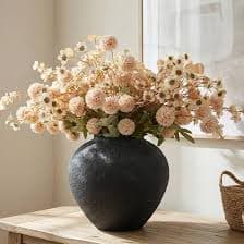 Amazon.com: Beige Silk Flower Arrangements Home Decor, Large Floral Centerpieces For Tables, 22 Long Stems Fake Mums + Eucalyptus + Wild Flowers in Bulk, Artificial Flowers Coffee Dining Table, Faux Mums Flowers :