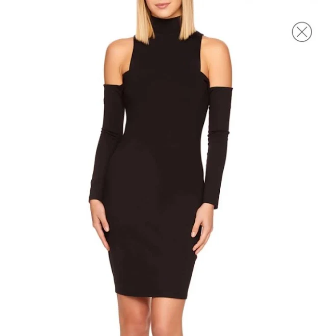 Susana Monaco Dresses Susana Monaco Mock Neck Cold Shoulder Sheath Dress