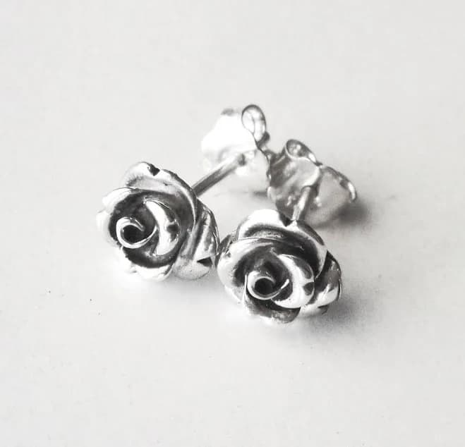 925 Sterling Silver Rose Stud Earrings