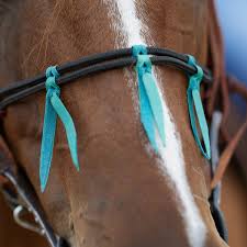 Cowboy Tack Double Diamond Braided Rope Noseband with Turquoise Latigo