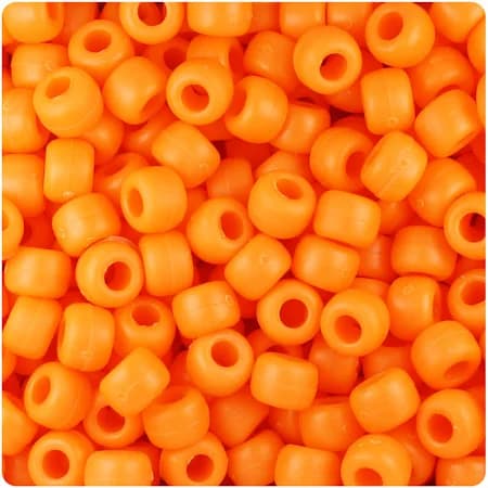 Orange Matte Barrel Pony Beads