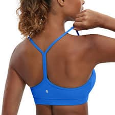 CRZ YOGA Y Back Sports Bra for Women - Padded Racerback Spaghetti Straps Thin Strap Low Impact Workout Yoga Bra Sparkle Blue Large: Buy Online at Best Price in UAE - Amazon.ae