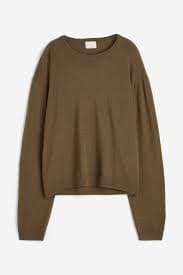 Fine-knit cashmere jumper - Dark khaki green - Ladies | H&M MY