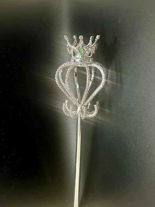 Rhinestone & Pearl Silver Crown: Elegant Pageant Prop, 20"