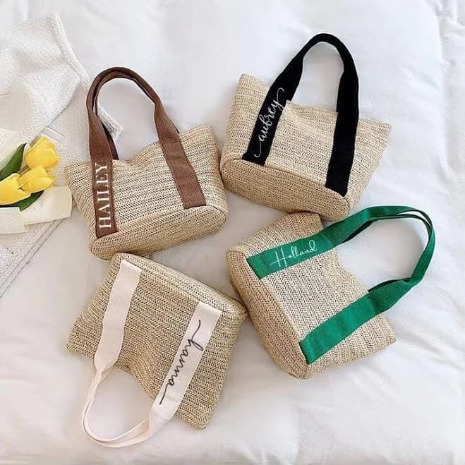 Personalized Straw Beach Bag
