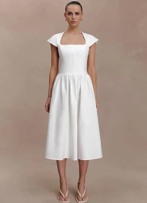 Meshki Ayla Fit and Flare Cotton Midi Dress