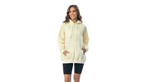 FKEEP Oversize Hoodies Women Fleece Crewneck Sweatshirt Casual Long Sleeve Pullover Tops with Pockets(Apricot,Small) at Amazon Women's Clothing store