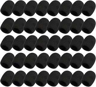 Foraineam 40 Pack Foam Mic Covers Handheld Microphone Windscreen Black Mic Sponge Foam Cover Shield