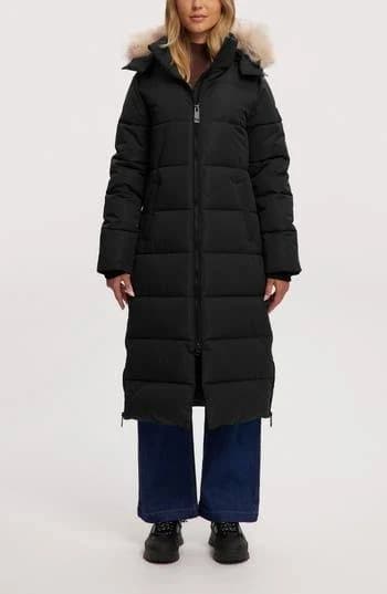 Noize Winter Women's Long Parka with Faux Fur Trim