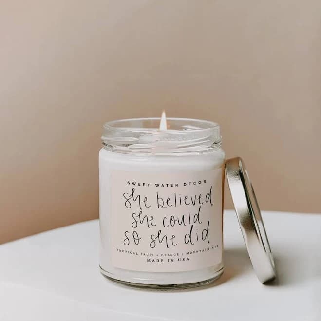 She Believed She Could So She Did Candle | Inspirational Candle | Soy Wax Candle | Motivational Gift | Girl Boss Candle | Pink Candle