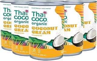 Thai Coco Organic Coconut Cream Full Fat Unsweetened Heavy Cream 13.5 fl oz 6 Pk