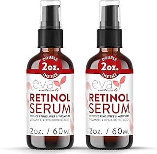 Retinol Serum by Eva Naturals - 2.5% Retinol Serum for Face with Hyaluronic Acid, Vitamin E & Organic Aloe - Retinol Face Serum that Reduce Wrinkles, Fine Lines & Dark Spots - Anti Aging Serum, 2 Pack