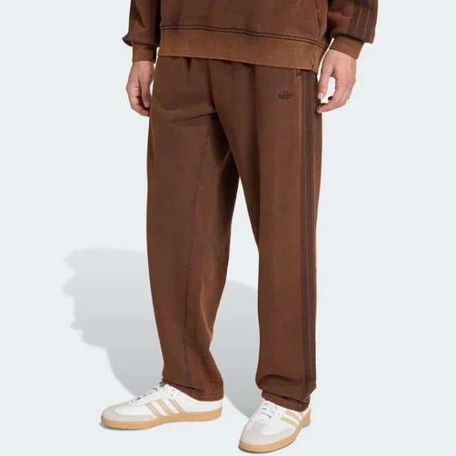 adidas PREMIUM ESSENTIALS RETRO WASHED OPEN HEM PANTS Brown Cotton 2XL -