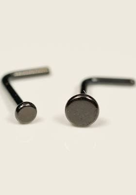 20G, 18G Black Flat Disc Circle Titanium Nose Stud