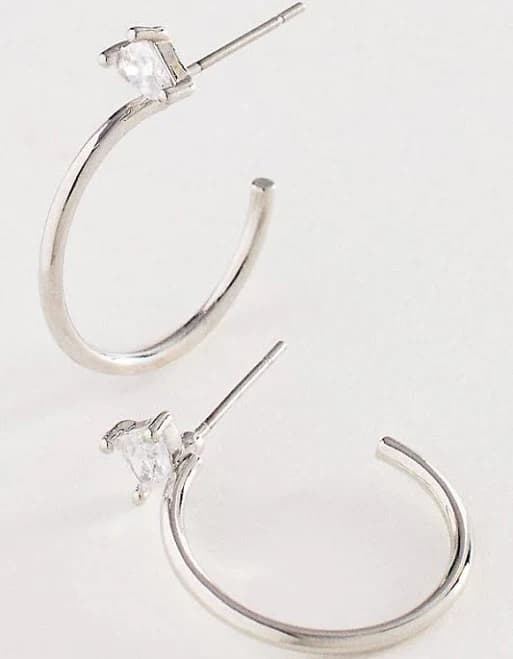 Anthropologie Delicate Crystal Hoop Earrings