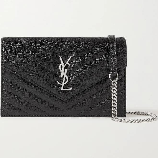 Saint Laurent Women's Cassandre Matelasse Envelope Chain Wallet in Grain Leather