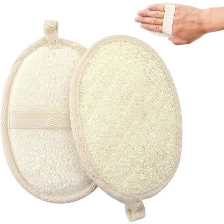 Facofaco 2 Pack Beige Exfoliating Loofah Sponge for Skin Bath, Size: 14.5 x 10 cm