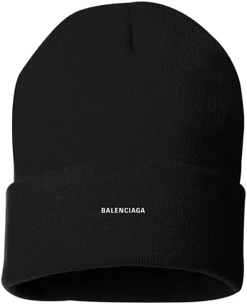 Balenciaga Logo Beanie Hat, Black
