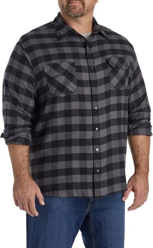 Harbor Bay by DXL Men's Big & Tall Small Plaid Flannel Sport Shirt