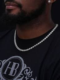 Real MOISSANITE Hip Hop Cluster Tennis Chain Necklace 7mm Passes Tester Iced | eBay