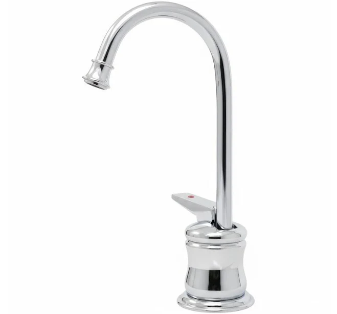 Whitehaus Point of Use Instant Hot Water Faucet with Gooseneck Spout and Self Closing Handle