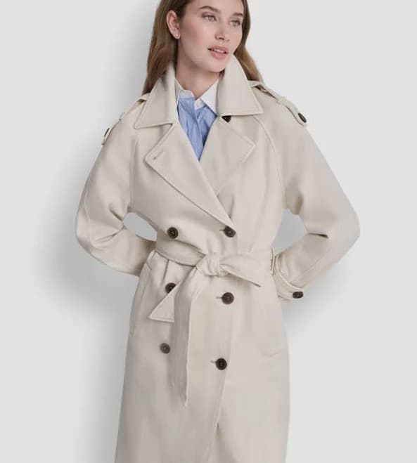 DKNY Women's Double Breasted Belted Trench Coat
