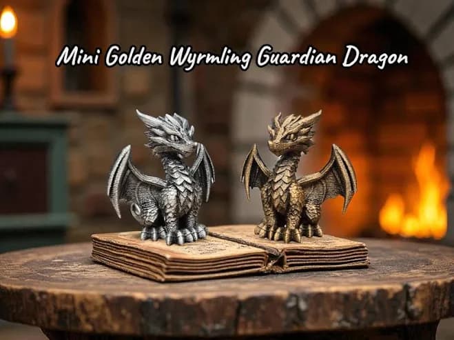 Handpainted Mini Dragon Statue Gold Silver Figurine Fantasy Desk Decor Gift DnD Gothic Shelf