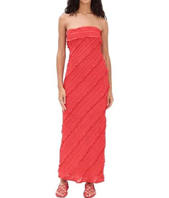 Endless Rose Strapless Ruffled Maxi Dress