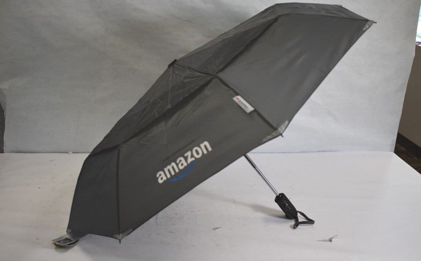 ShedRain WalkSafe Vented Auto Open & Close Umbrella Imprinted Gray BRANDED - SATRANG