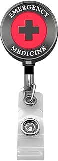 Emergency Medicine and Emergency Department Badge Reel – Heavy Duty Retractable ID Badge Holder with Metal Alligator Clip for ER Staff, Nurses, Doctors, EMTs, PAs