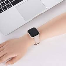 Amazon.com: WFEAGL for Fitbit Versa Bands, Top Grain Leather Replacement Strap for Fitbit Versa/Versa 2 /Versa Lite/Versa SE Fitness Smart Watch (PinkSand Band+ Rosegold Buckle) : Cell Phones & Accessories