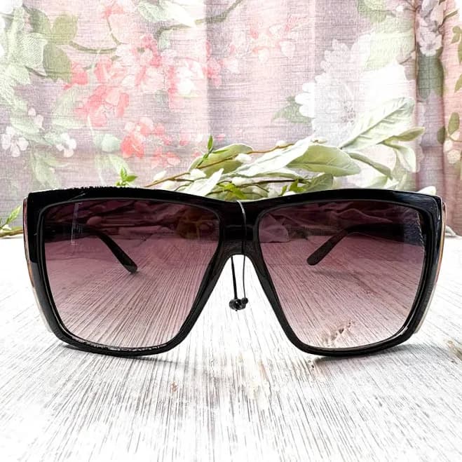 Oversized Square Sunglasses with Gold Accent