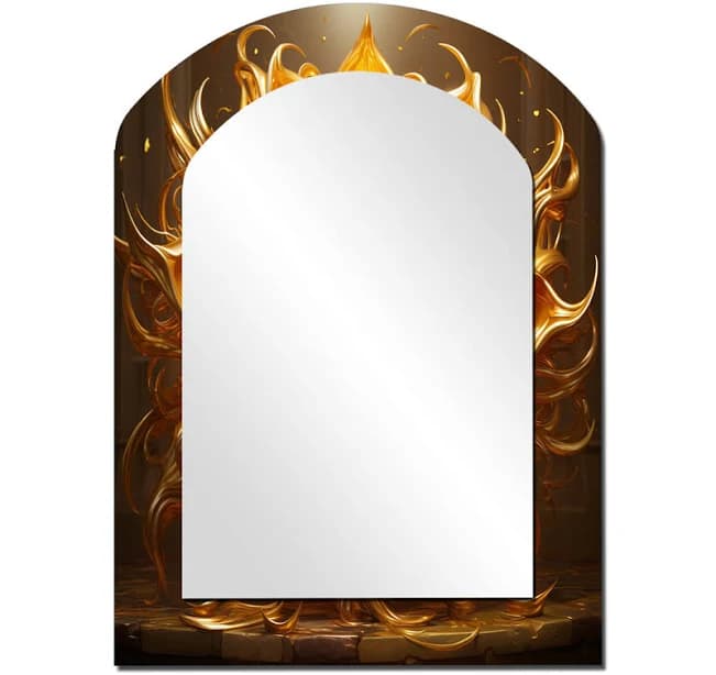 Mercer41 Abstract Golden Sunflower Glam Blooming III Wall Mirror