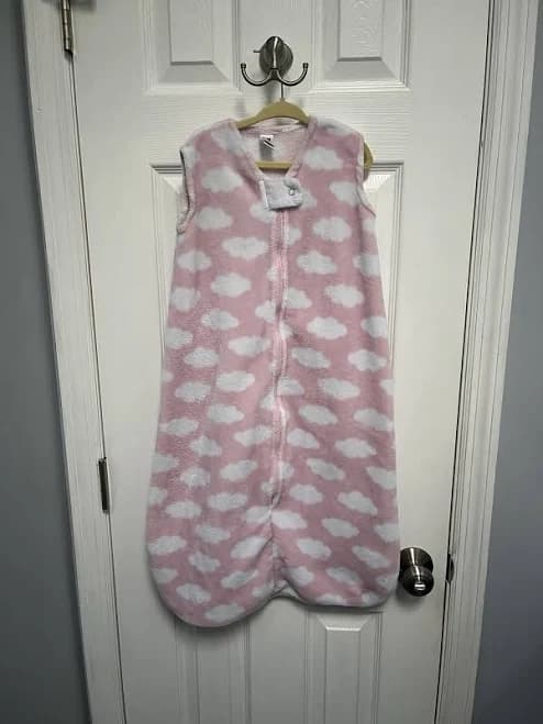 Hb Fleece Baby Sleep Sack Large 12-18 Month Pink Clouds Zip Up
