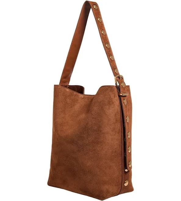 Madewell Essentials Studded Suede Bucket Tote
