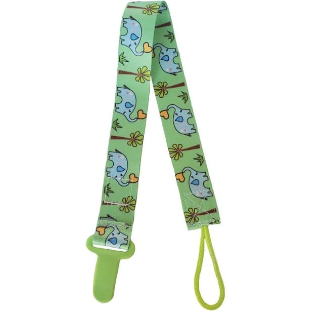 Pacifier Clip - Green Elephants