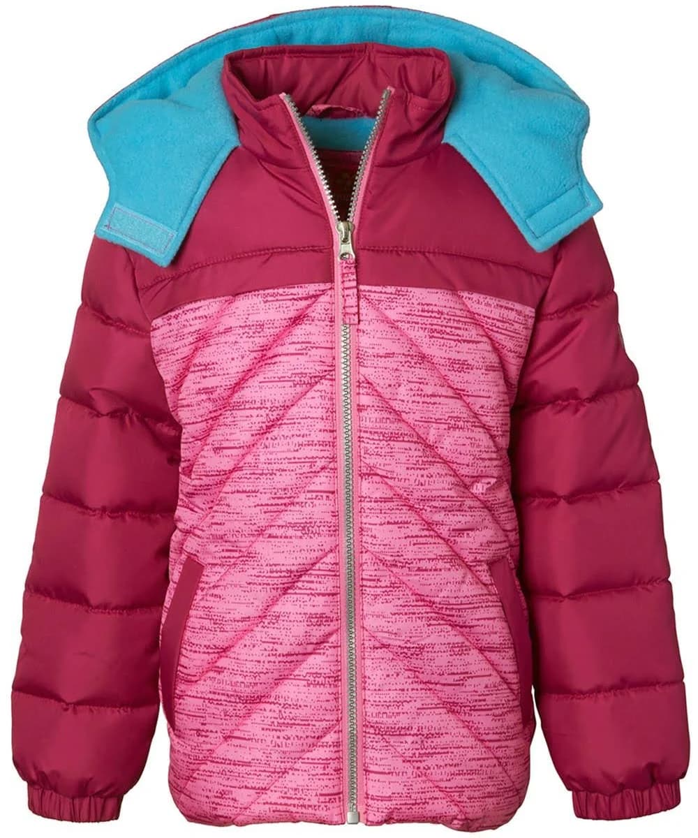 Pink Platinum Colorblock Puffer Coat