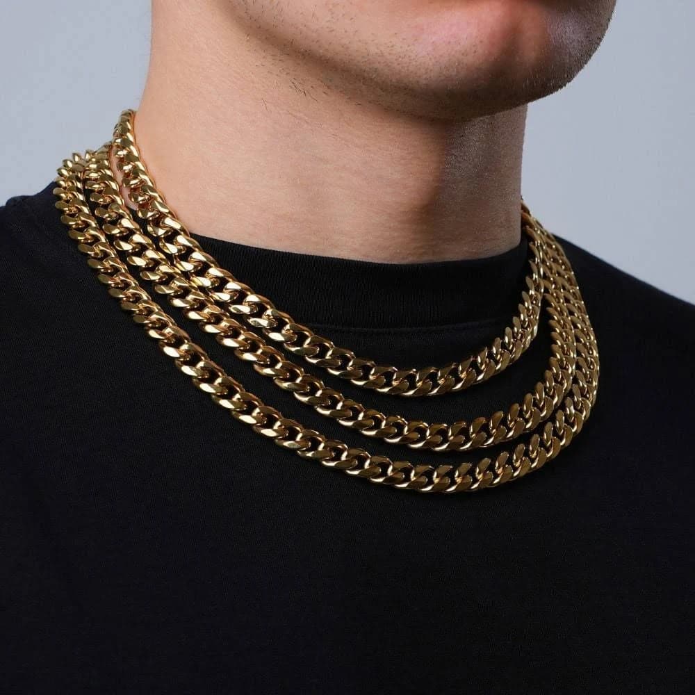 18K Gold Stainless Steel Cuban Chain Necklace for Men