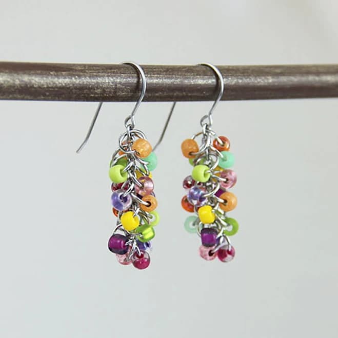 Candy Cluster Beaded Dangle Earrings