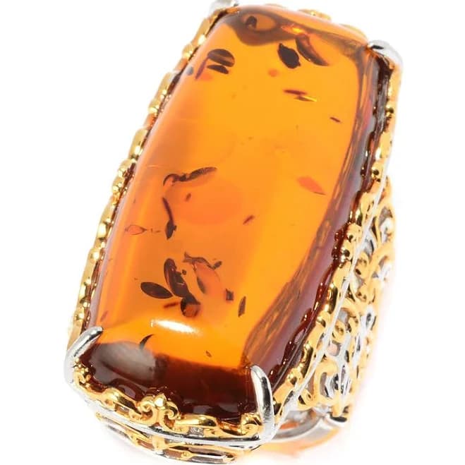 Vogue Cushion Shaped Amber Elongated Ring