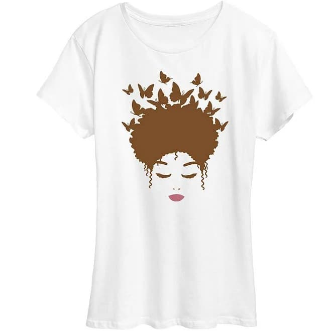Women's Butterfly Hair Graphic T-Shirt