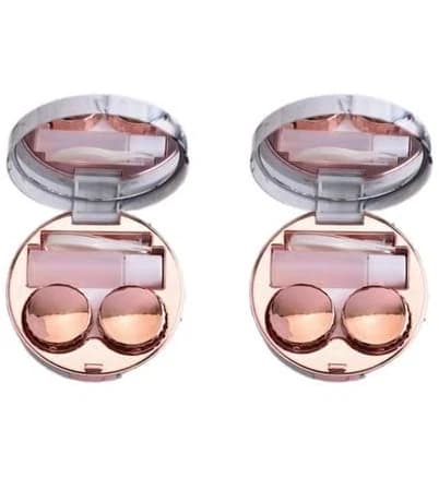 Ccocc 2 Pcs Contact Lens Case,Minimalistic Marble Texture Contact Case,Compact and Travel-Friendly Eyeglass Case,Rose Gold