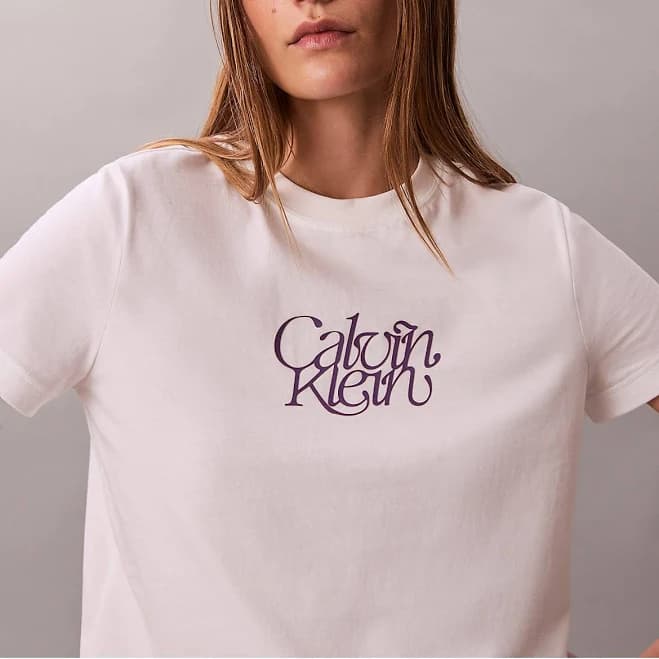 Womens Calvin Klein Jeans script T-shirt
